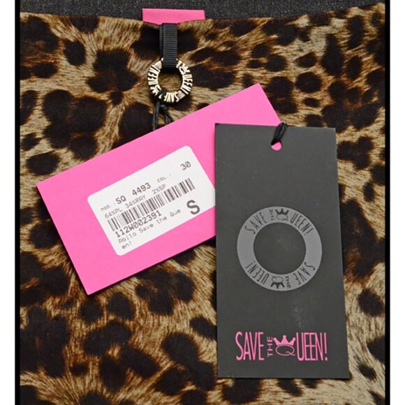 SAVE THE QUEEN DRESS LONG SLEEVE GRAY WITH ANIMAL PRINT ACCENT sz S / SMALL - Picture 8 of 8